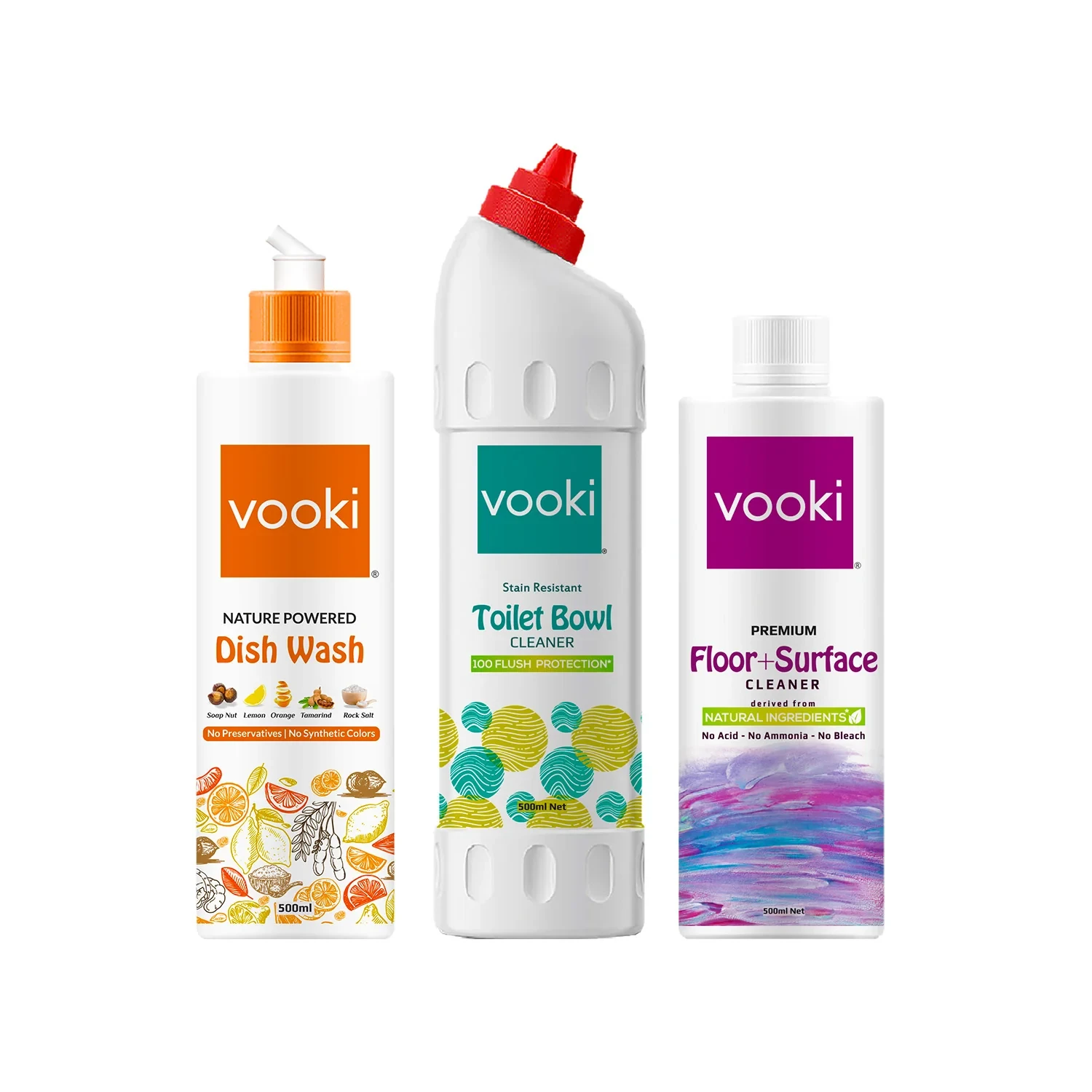 Nature Powered Dish Wash + Stain Resistant Toilet Cleaner & Floor + Surface Cleaner | Home Hygiene Combo Pack of 3