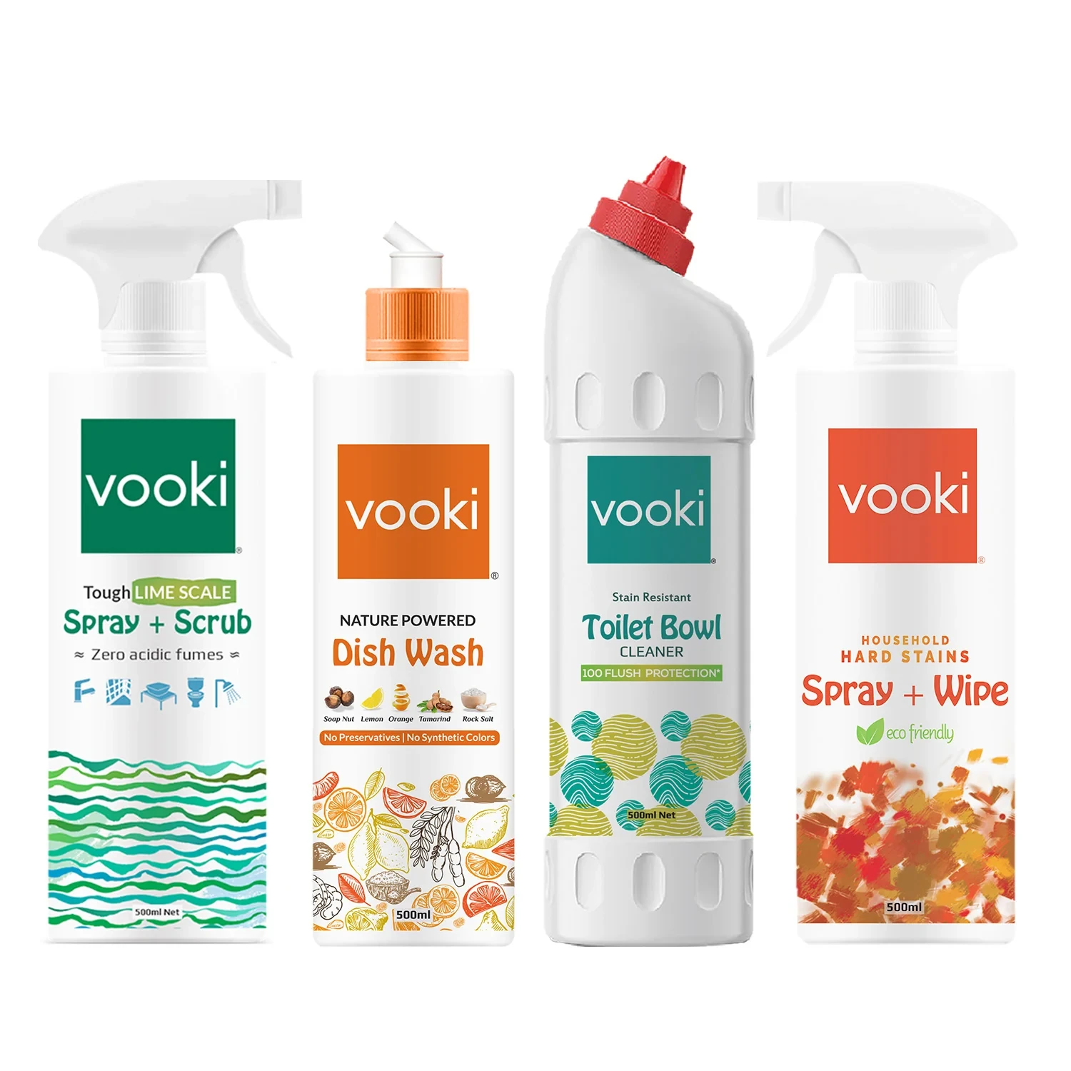 Tough Limescale\Descaler + Dish Wash + Toilet Cleaner & Hard Stains Spray + Wipe | Home Hygiene Combo (Pack of 4)